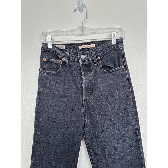 Levi's Ribcage Straight Ankle Jeans High Rise Charcoal Black Women's 28 28x27 - Picture 2 of 9